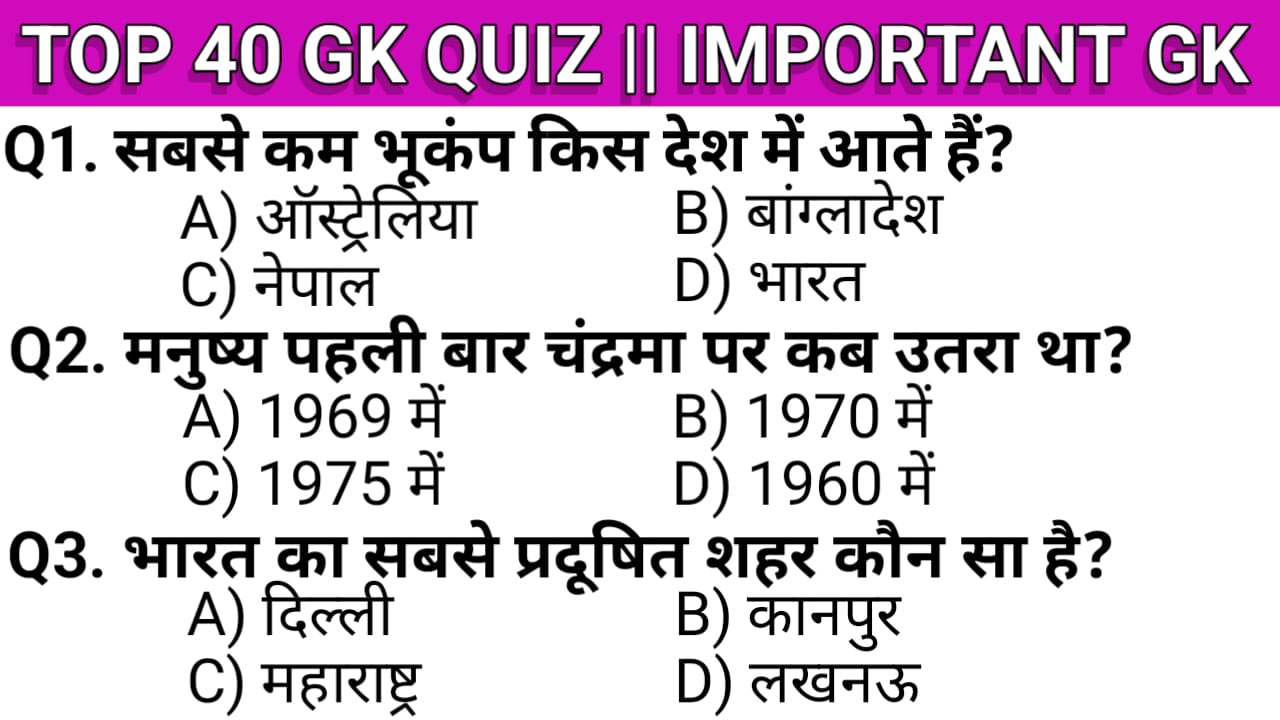 Top 40 Interesting gk questions in hindi